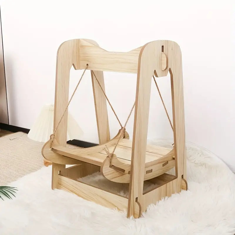 Wooden Rocking Bed Cat Furniture - Double Layer Hammock-Cat Furniture-DECOROLALA