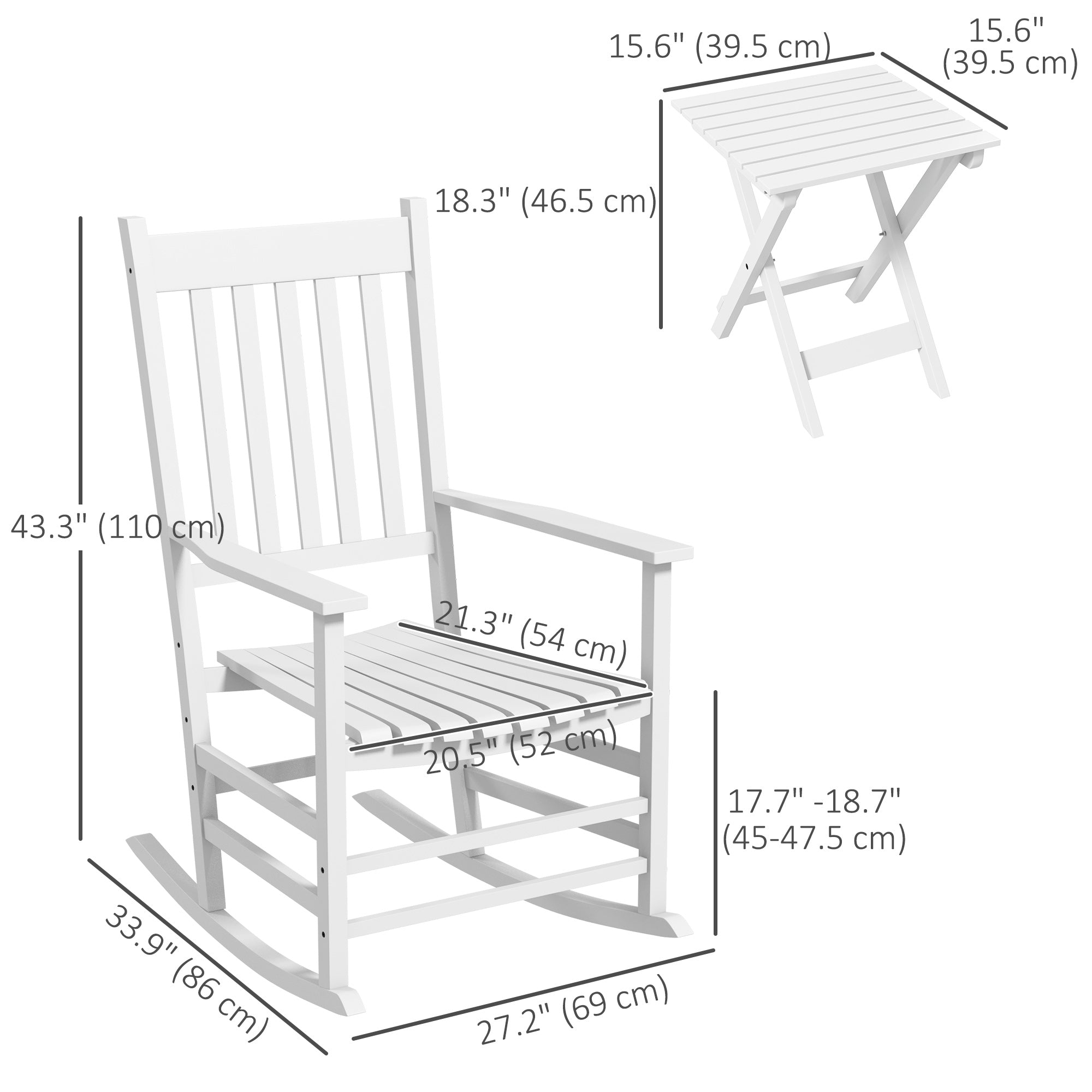 Wooden Rocking Chair Set - White 2 Chairs-DECOROLALA