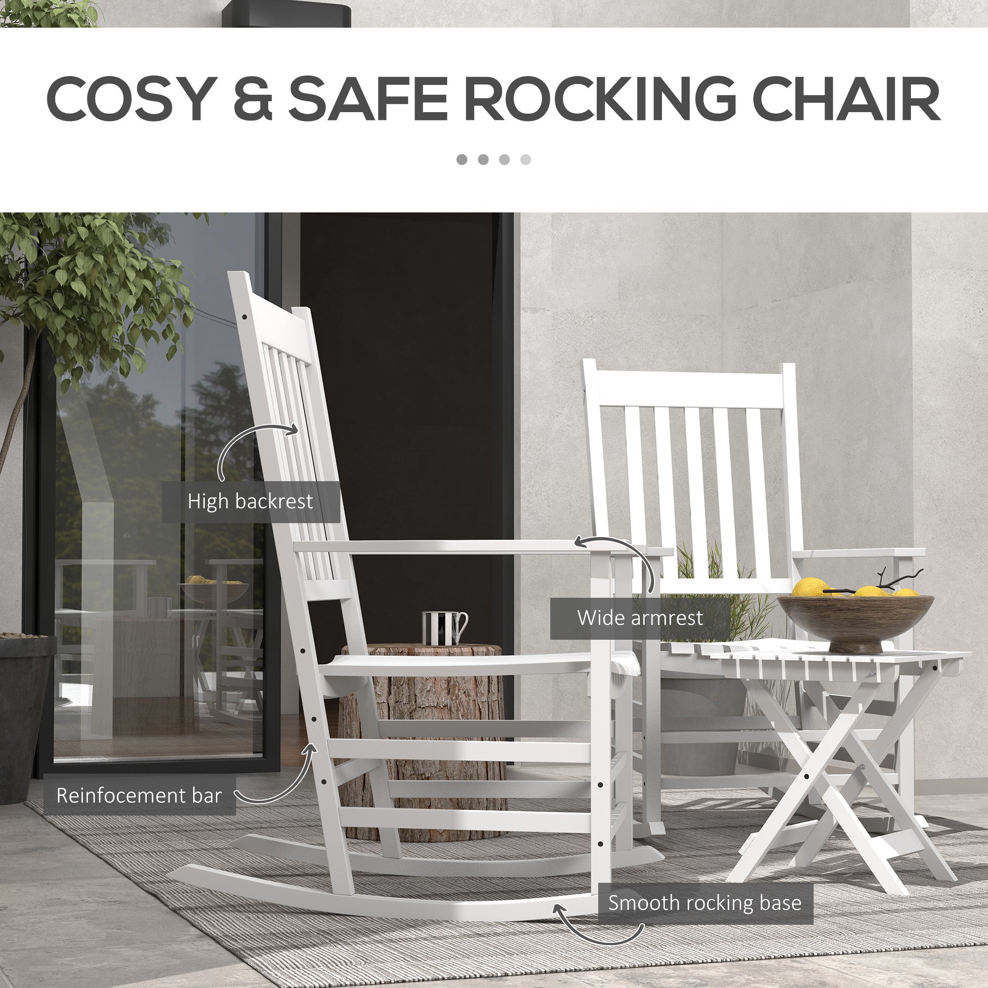 Wooden Rocking Chair Set - White 2 Chairs-DECOROLALA