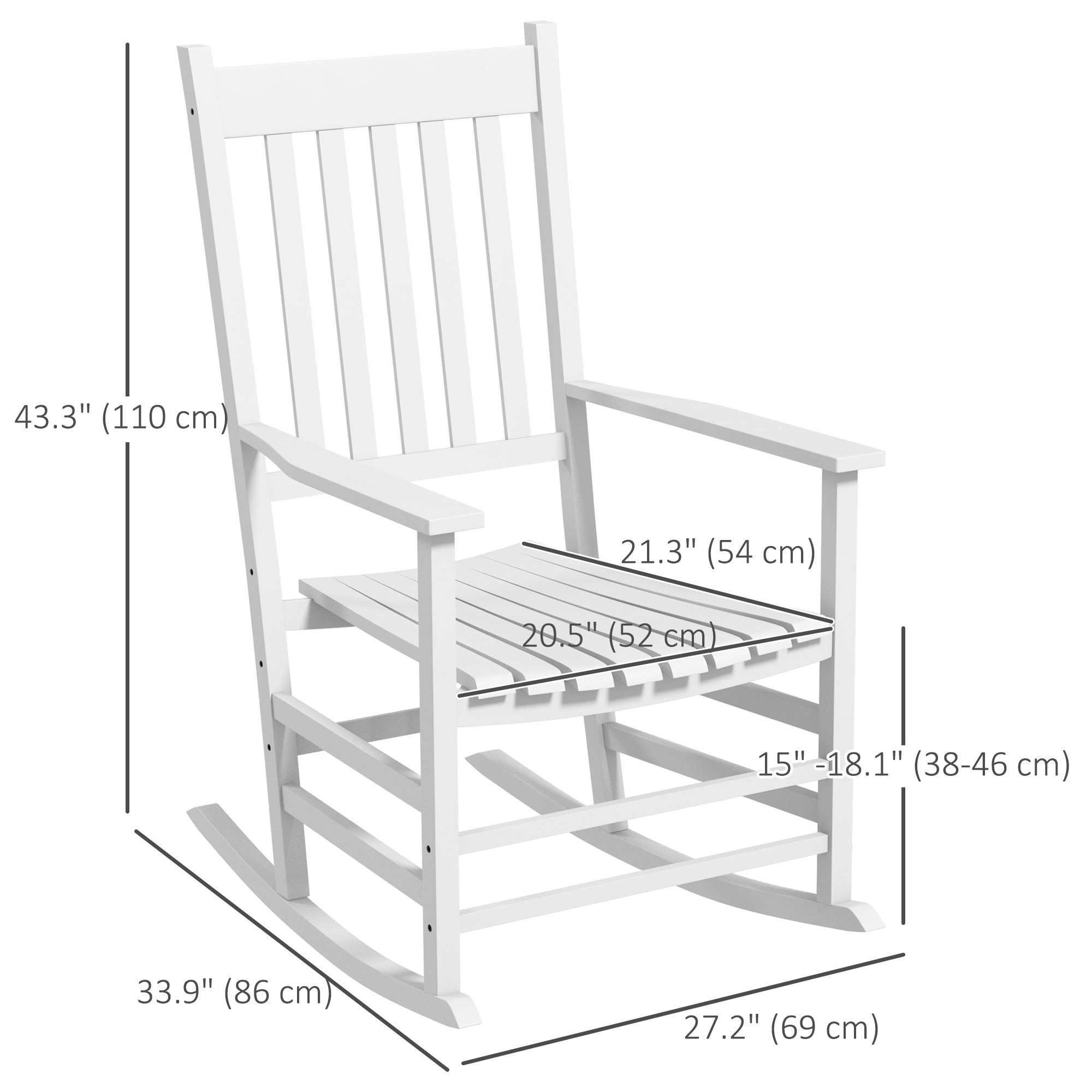 Wooden Rocking Chairs Set of 2 - White High Back-DECOROLALA