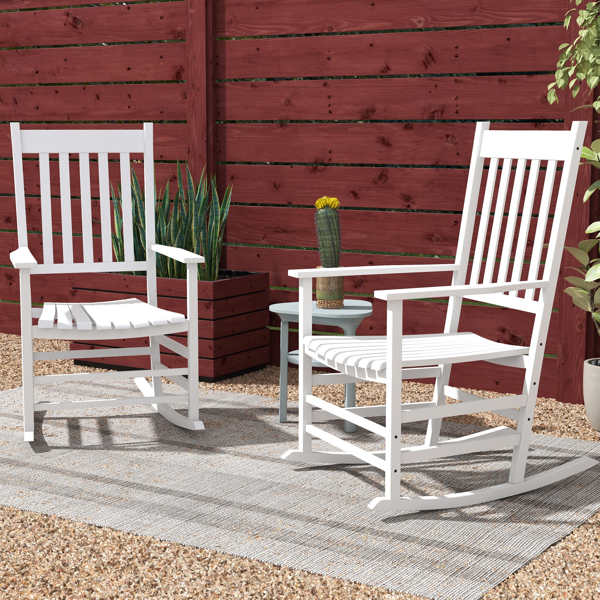 Wooden Rocking Chairs Set of 2 - White High Back-DECOROLALA