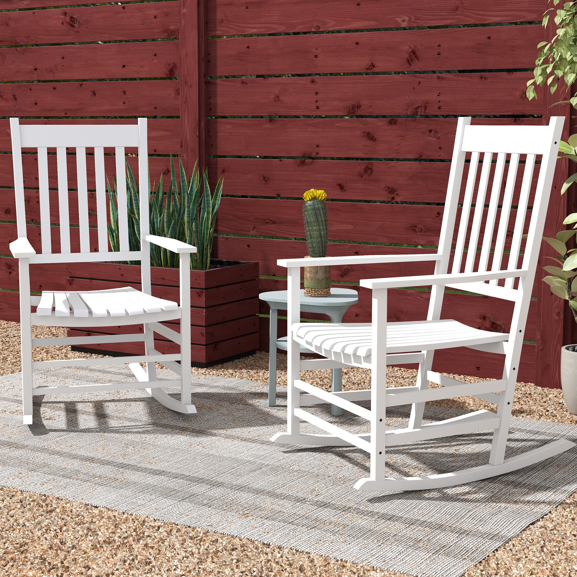 Wooden Rocking Chairs Set of 2 - White High Back-DECOROLALA