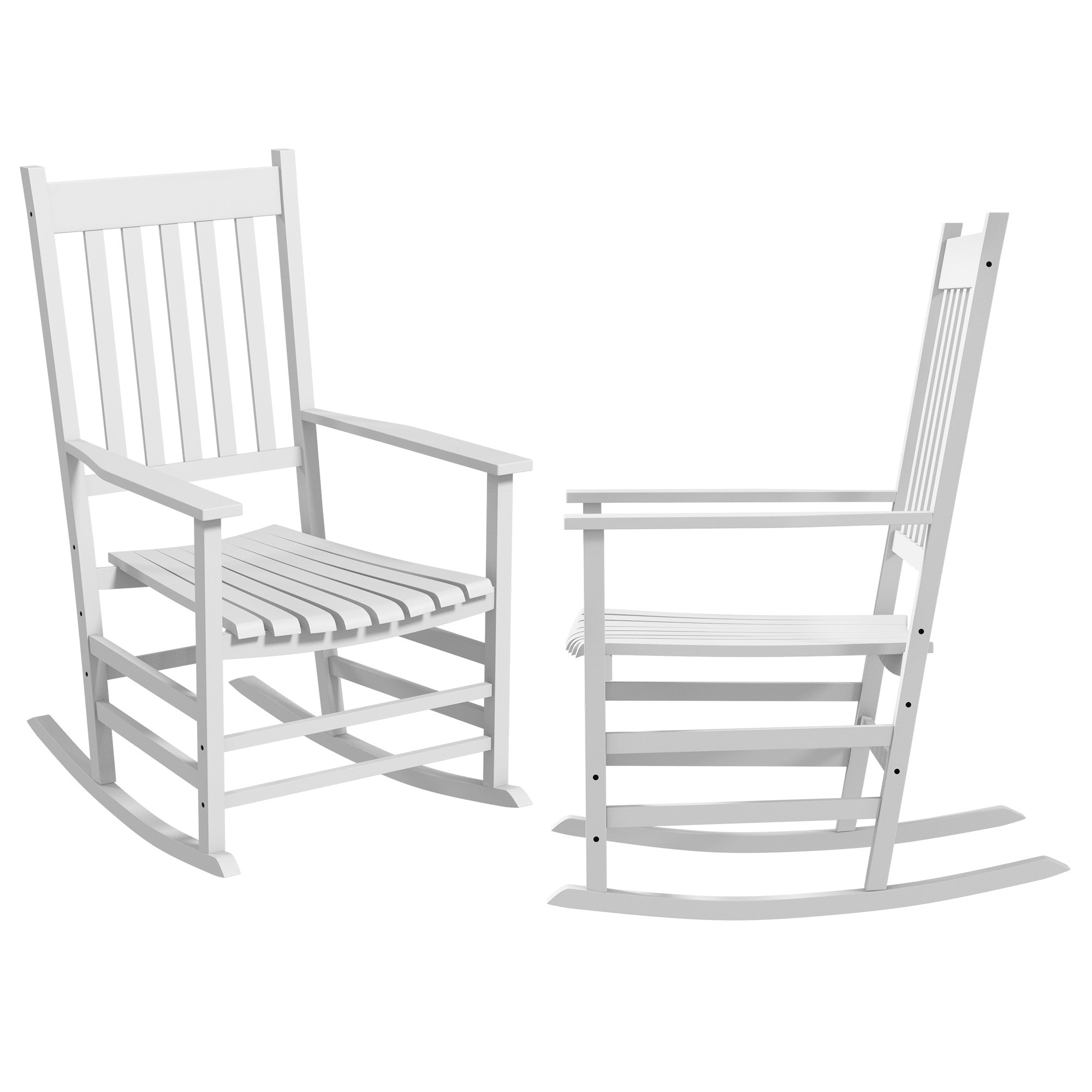 Wooden Rocking Chairs Set of 2 - White High Back-DECOROLALA