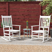 Wooden Rocking Chairs Set of 2 - White High Back-DECOROLALA
