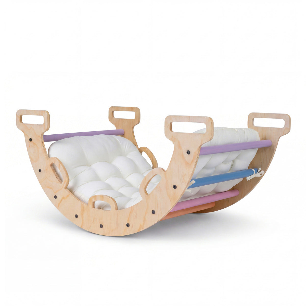 Wooden Rocking Climbing Arch with Cushion 3-in-1 Montessori Kids Climber Rocker