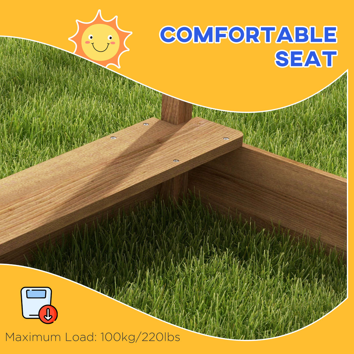 Outdoor Wooden Sandbox with Cover for 3-7 Years Old, Backyard-Sandboxes-DECOROLALA