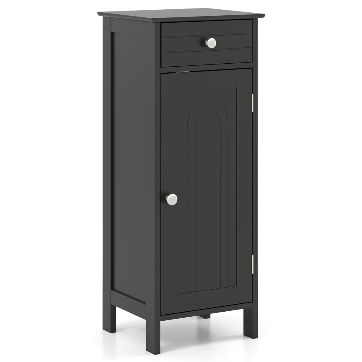Wooden Storage Free-Standing Floor Cabinet with Drawer and Shelf-Black-Floor Cabinets-DECOROLALA