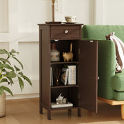 Wooden Storage Free-Standing Floor Cabinet with Drawer and Shelf-Brown-Floor Cabinets-DECOROLALA