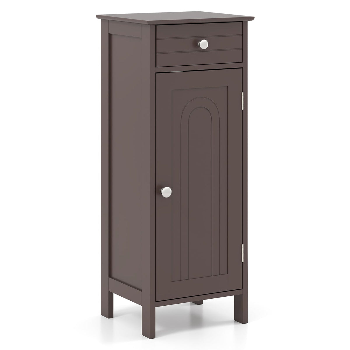 Wooden Storage Free-Standing Floor Cabinet with Drawer and Shelf-Brown-Floor Cabinets-DECOROLALA