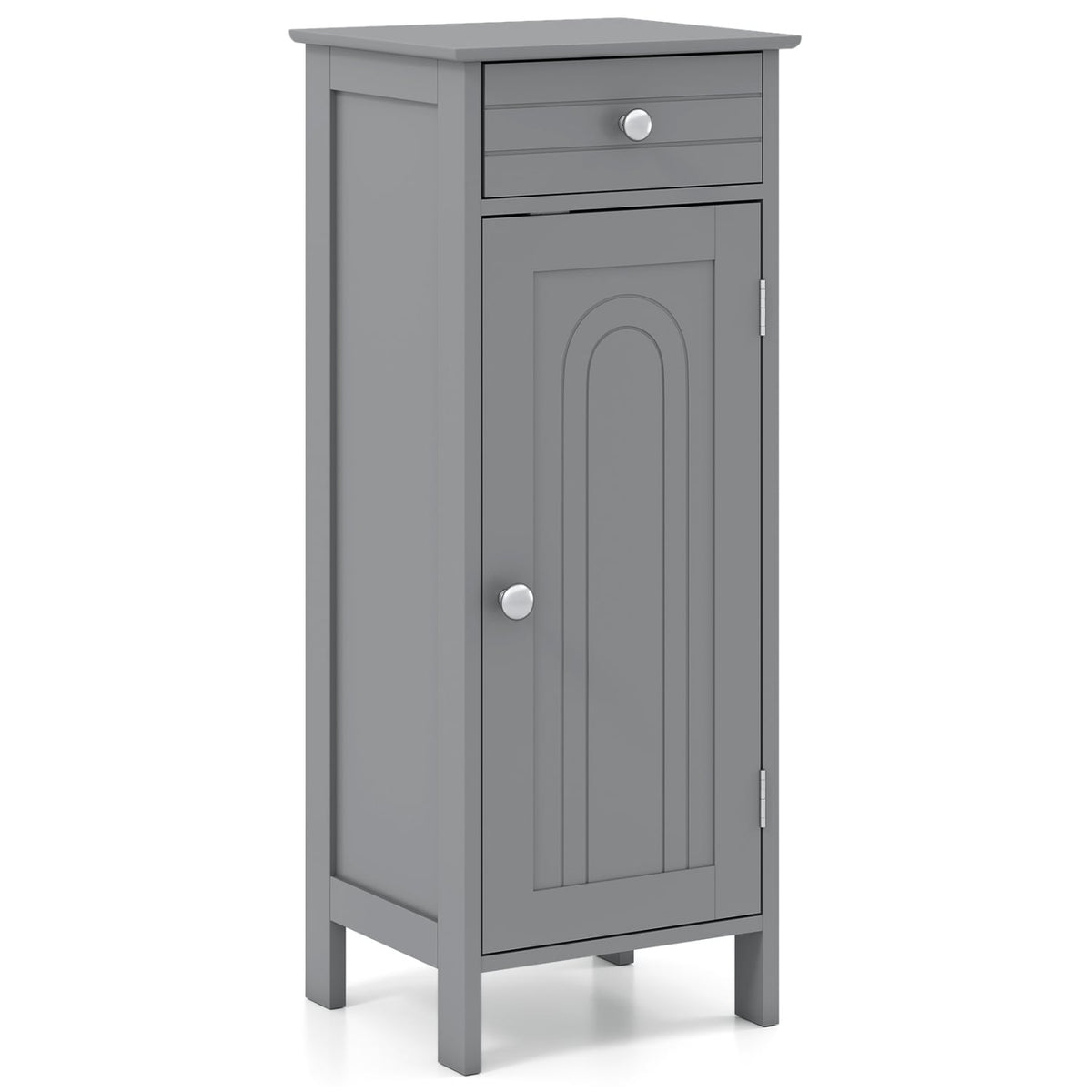 Wooden Storage Free-Standing Floor Cabinet with Drawer and Shelf-Gray-Floor Cabinets-DECOROLALA