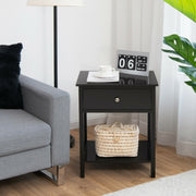 Wooden Storage Shelf with Drawer for Bedroom and Living Room-Black-Nightstands-DECOROLALA