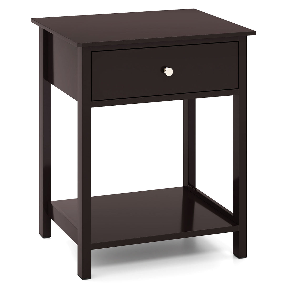 Wooden Storage Shelf with Drawer for Bedroom and Living Room-Brown-Nightstands-DECOROLALA