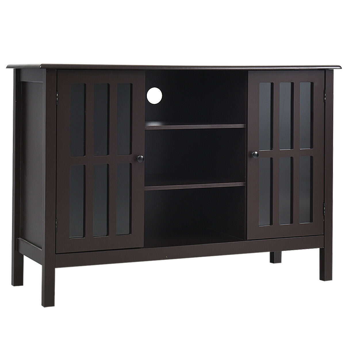 Wooden TV Stand Console Cabinet for 50 Inch TV-Brown-Entertainment Centers & TV Stands-DECOROLALA