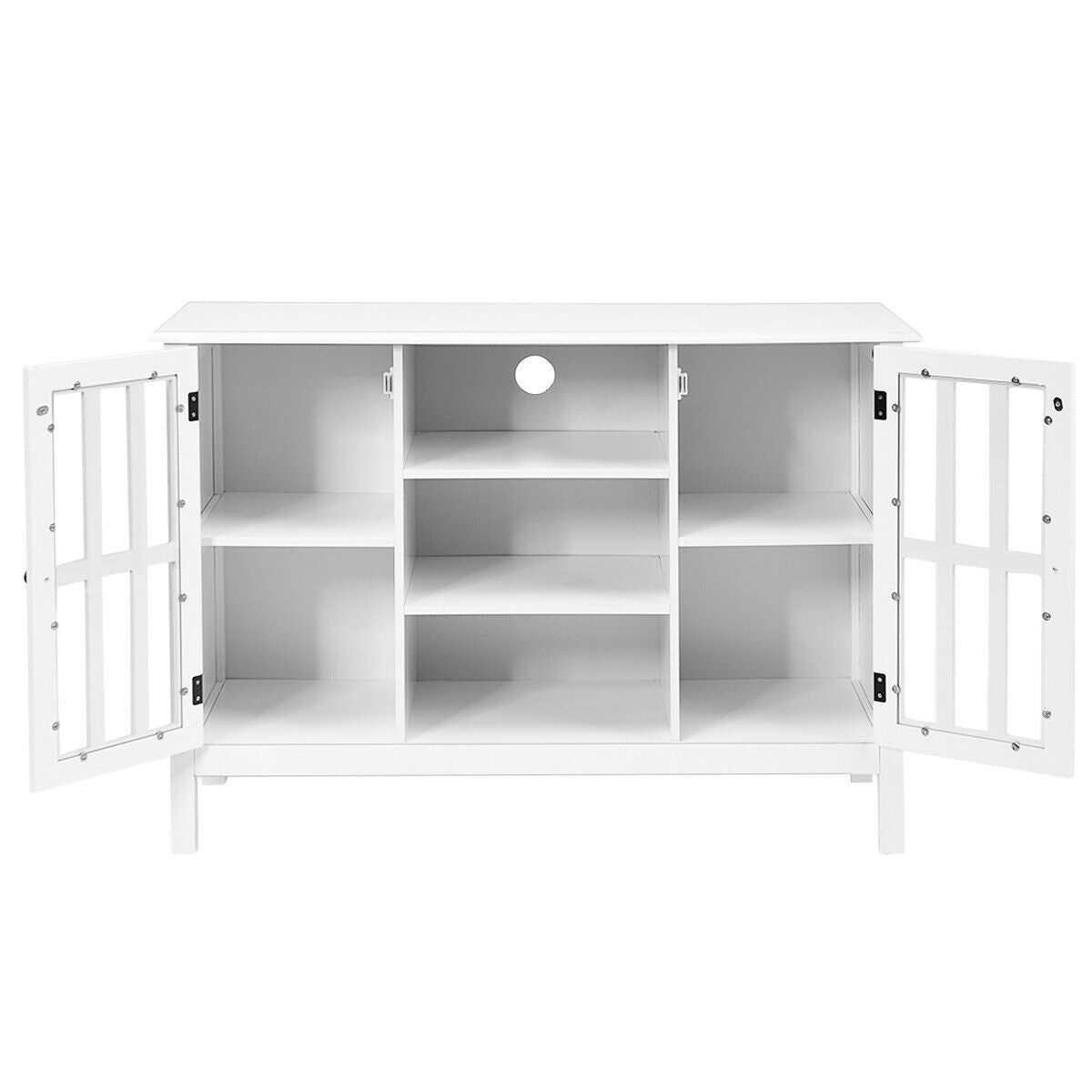 Wooden TV Stand Console Cabinet for 50 Inch TV-White-Entertainment Centers & TV Stands-DECOROLALA