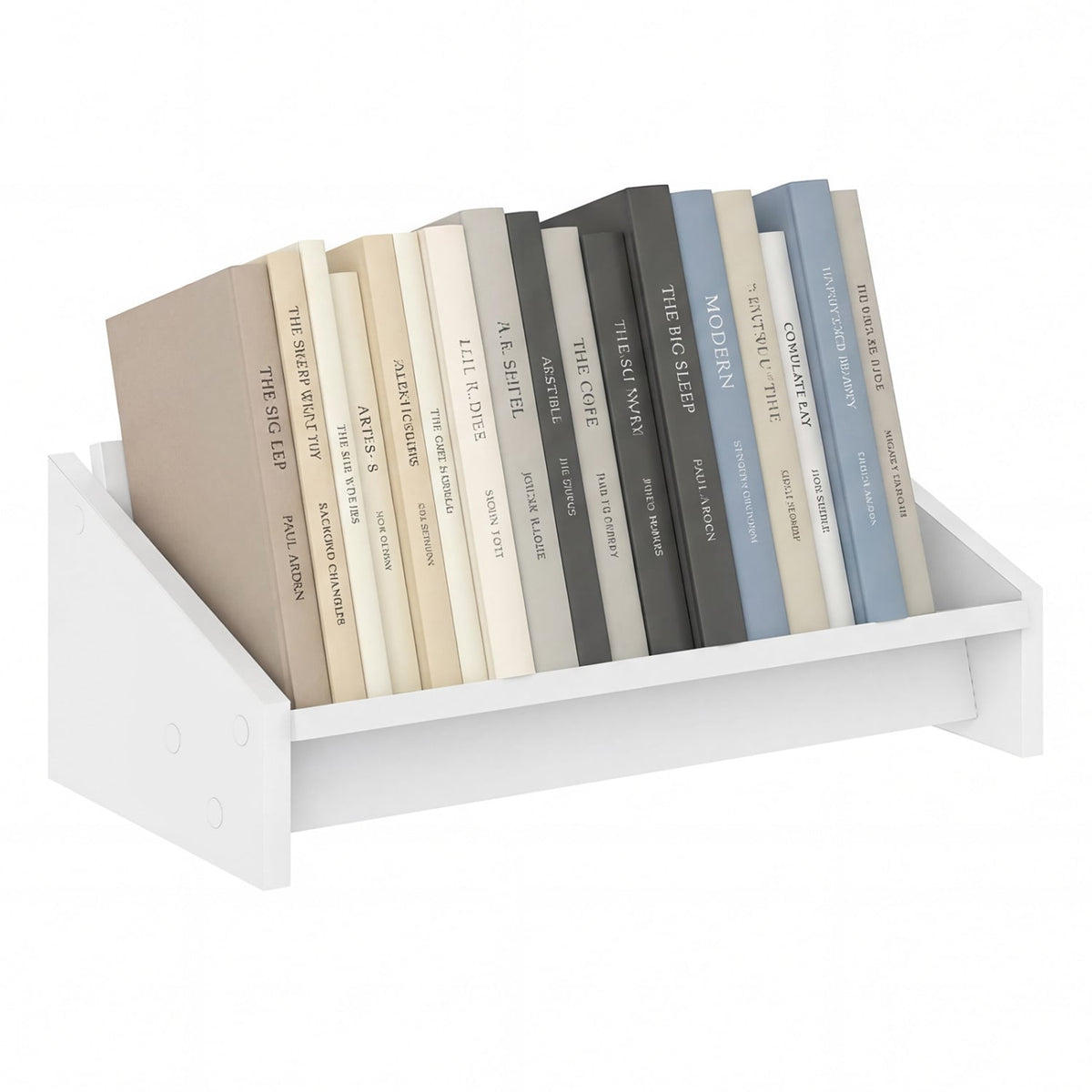 Wooden Tilting Bookcase Small Desktop Bookshelf Organizer for Magazines-White-Bookcases-DECOROLALA