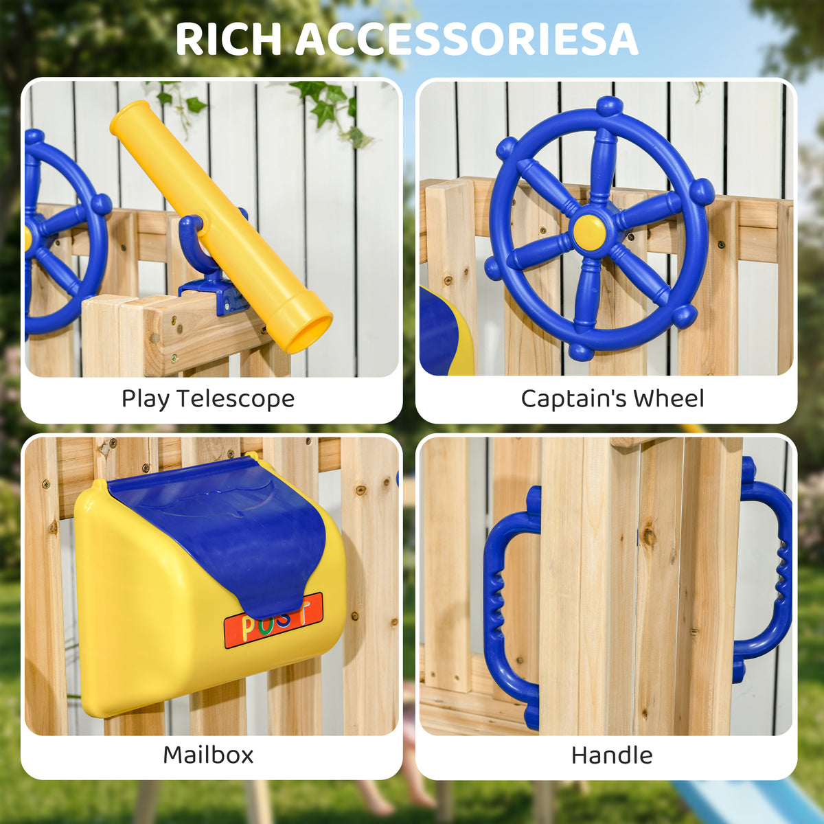 Wooden Toddler Swing Set with Slide and Fort - Natural-Toys & Games > Kids Outdoor Play > Gym Sets & Swings-DECOROLALA