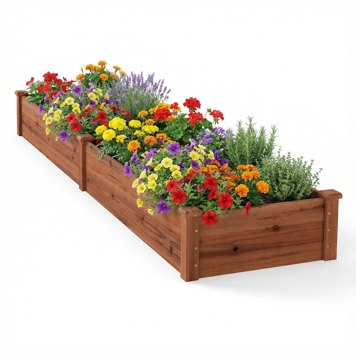 Wooden Vegetable Raised Garden Bed for Backyard Balcony Patio-Brown-Raised Garden Beds-DECOROLALA