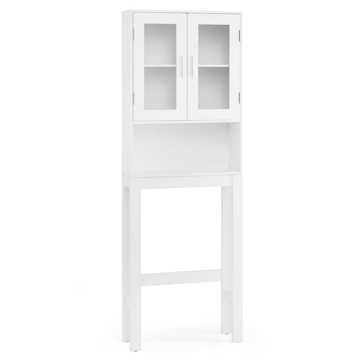 Wooden over the toilet Storage Cabinet with Tower Rack-Over the Toilet Storage-DECOROLALA