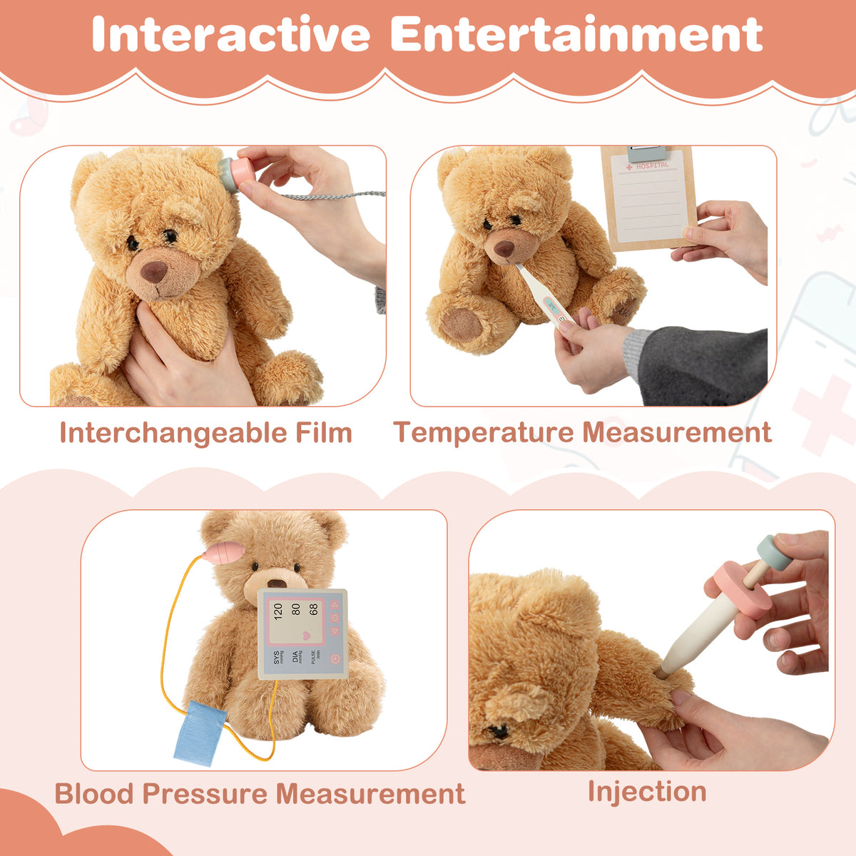 Set de jeu de docteur en bois pour enfants, kit de médecin pour jeux d'imitation avec chariot, cadeau pour tout-petits garçons et filles âgés de 3 ans et plus