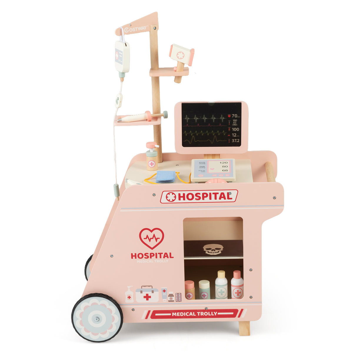 Set de jeu de docteur en bois pour enfants, kit de médecin pour jeux d'imitation avec chariot, cadeau pour tout-petits garçons et filles âgés de 3 ans et plus