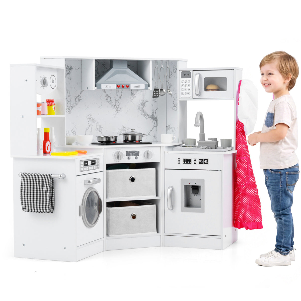 Cuisine en bois pour jeu d’imitation pour enfants avec lumières et sons - MDF