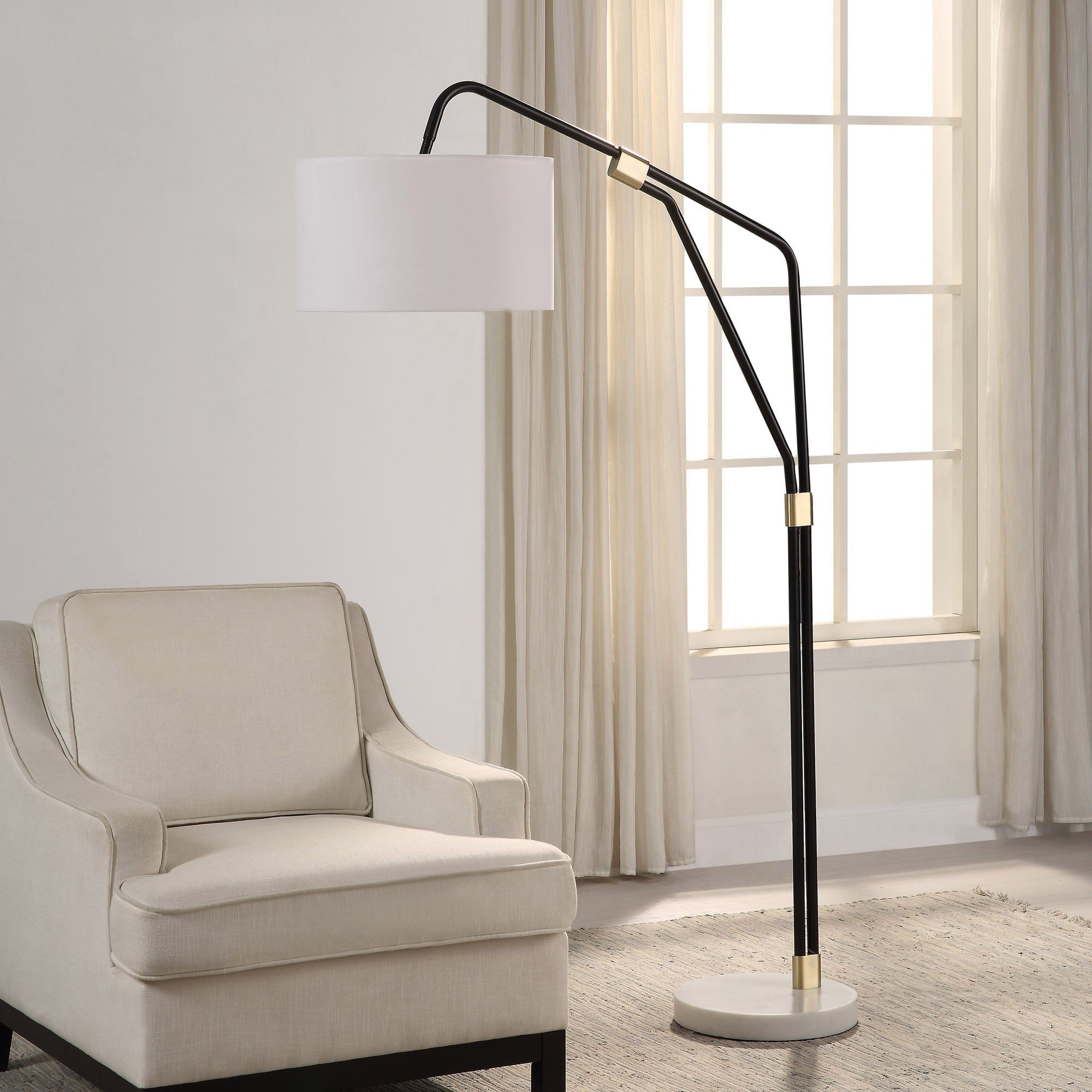 Wroxton 71" Length Floor Lamp, Matte Black-Floor Lamp-DECOROLALA