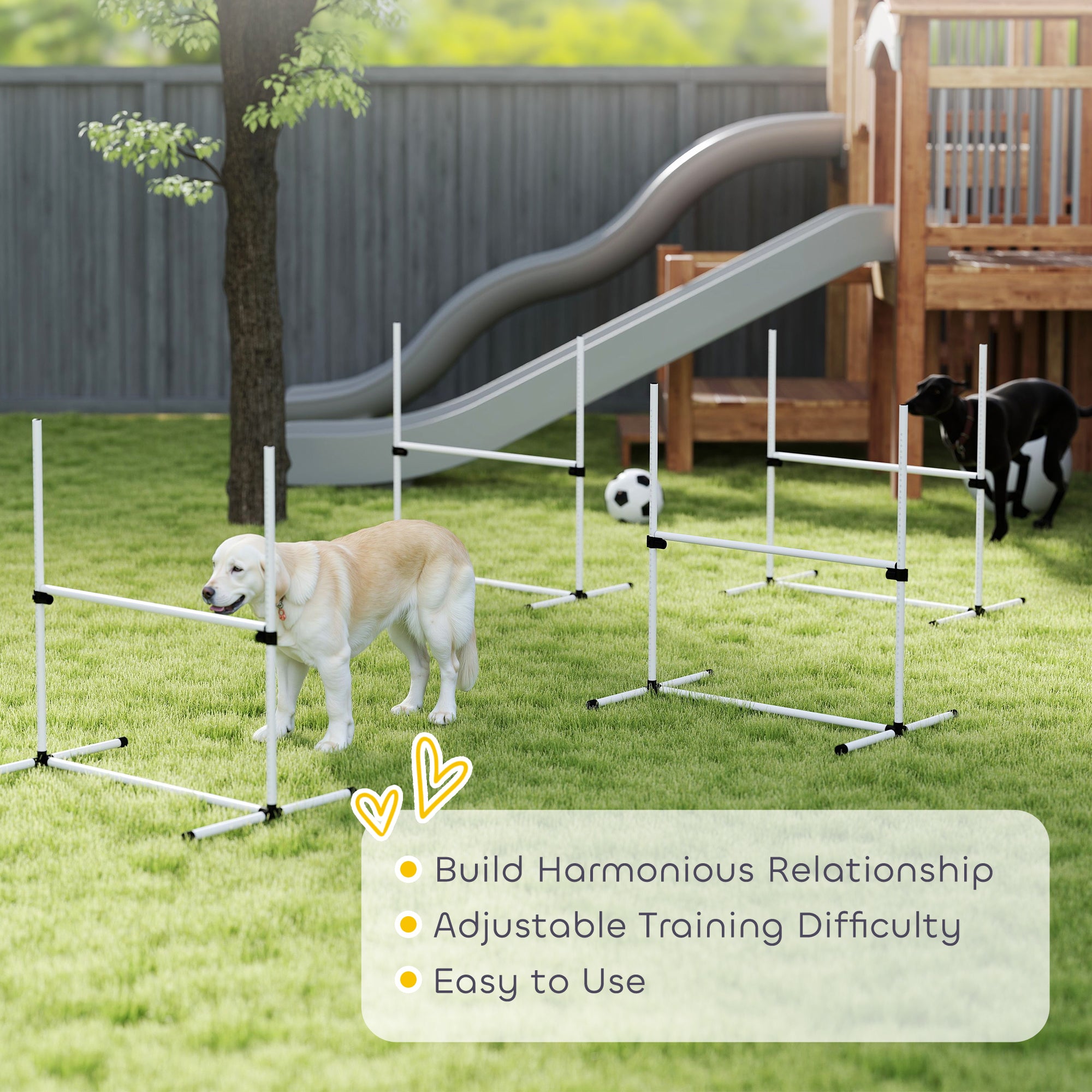 Set of 4 Dog Agility Training Equipment Adjustable Jump Bar Pet Exercise Kit with Carrying Bag (White)