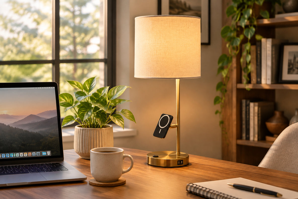 Wyatt Supercharger Desk Lamp 22" USB Charging-Lighting-DECOROLALA