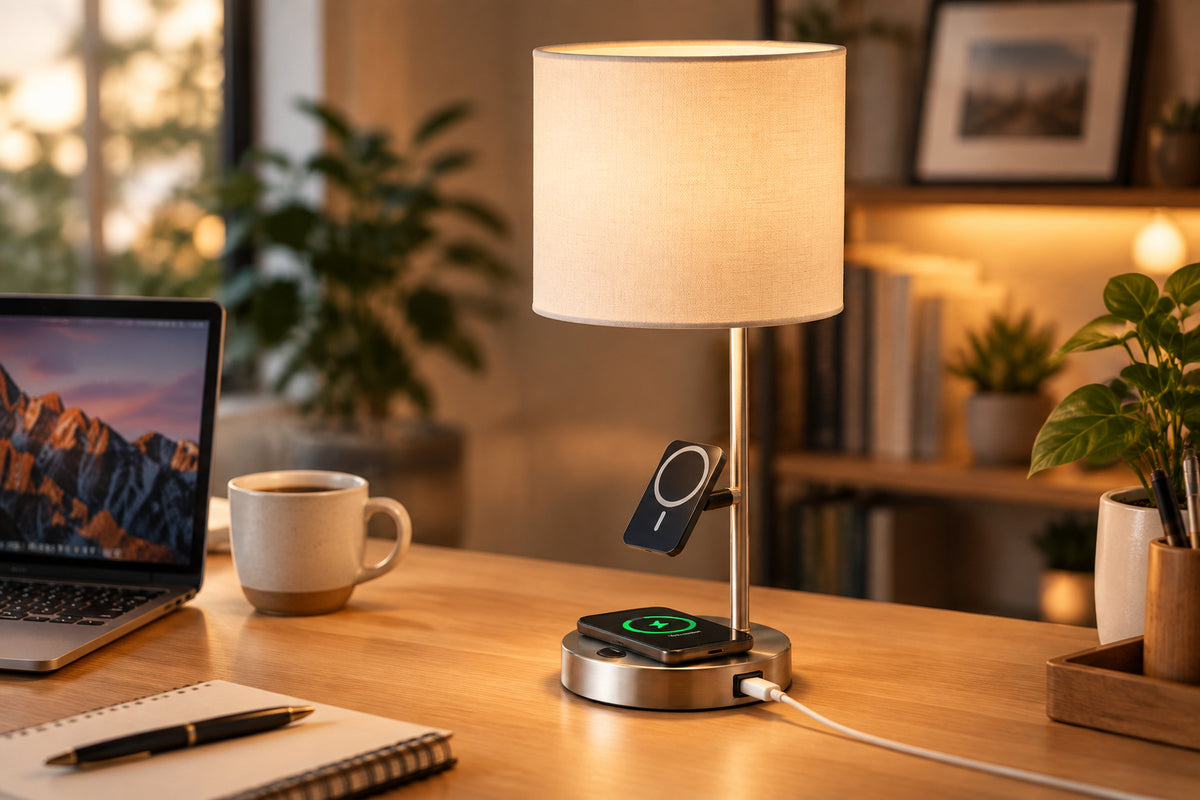 Wyatt Supercharger Desk Lamp USB Qi Charging-Lighting-DECOROLALA