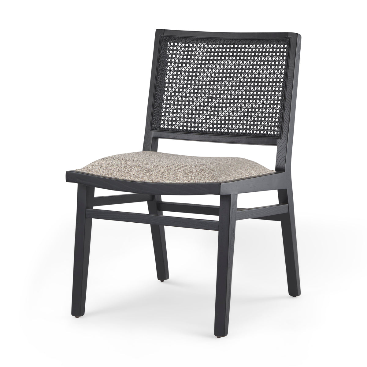 Wynn Cane Back Dining Side Chair - Beige Fabric & Wood-Dining Chairs-DECOROLALA