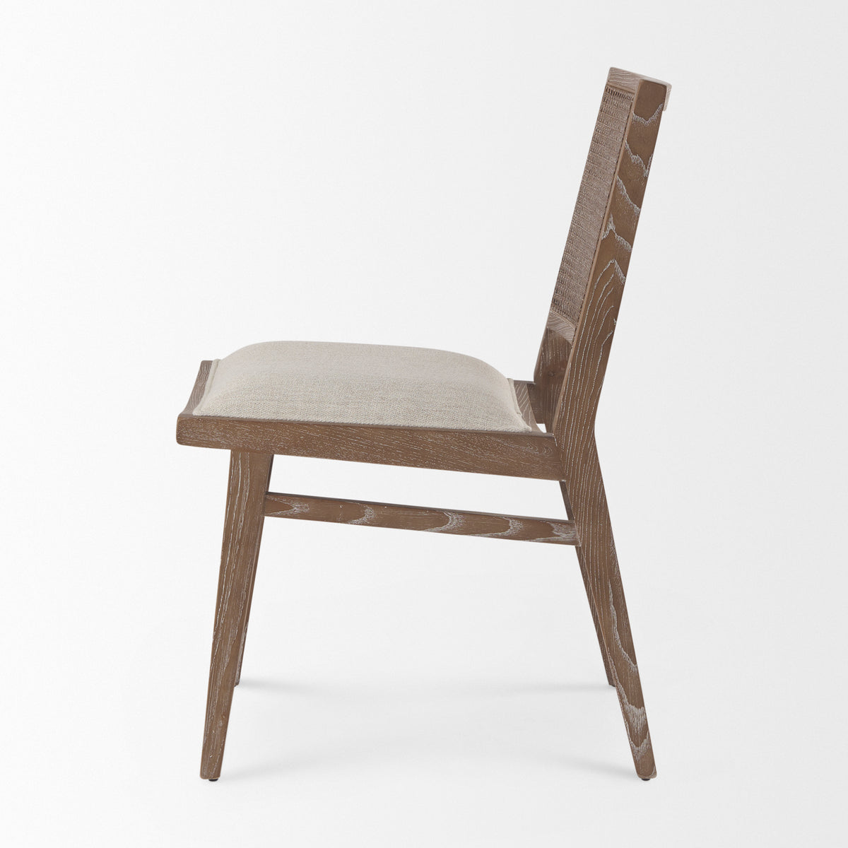 Wynn Cane Back Dining Side Chair | Beige Fabric w/ Wood-Dining Chairs-DECOROLALA