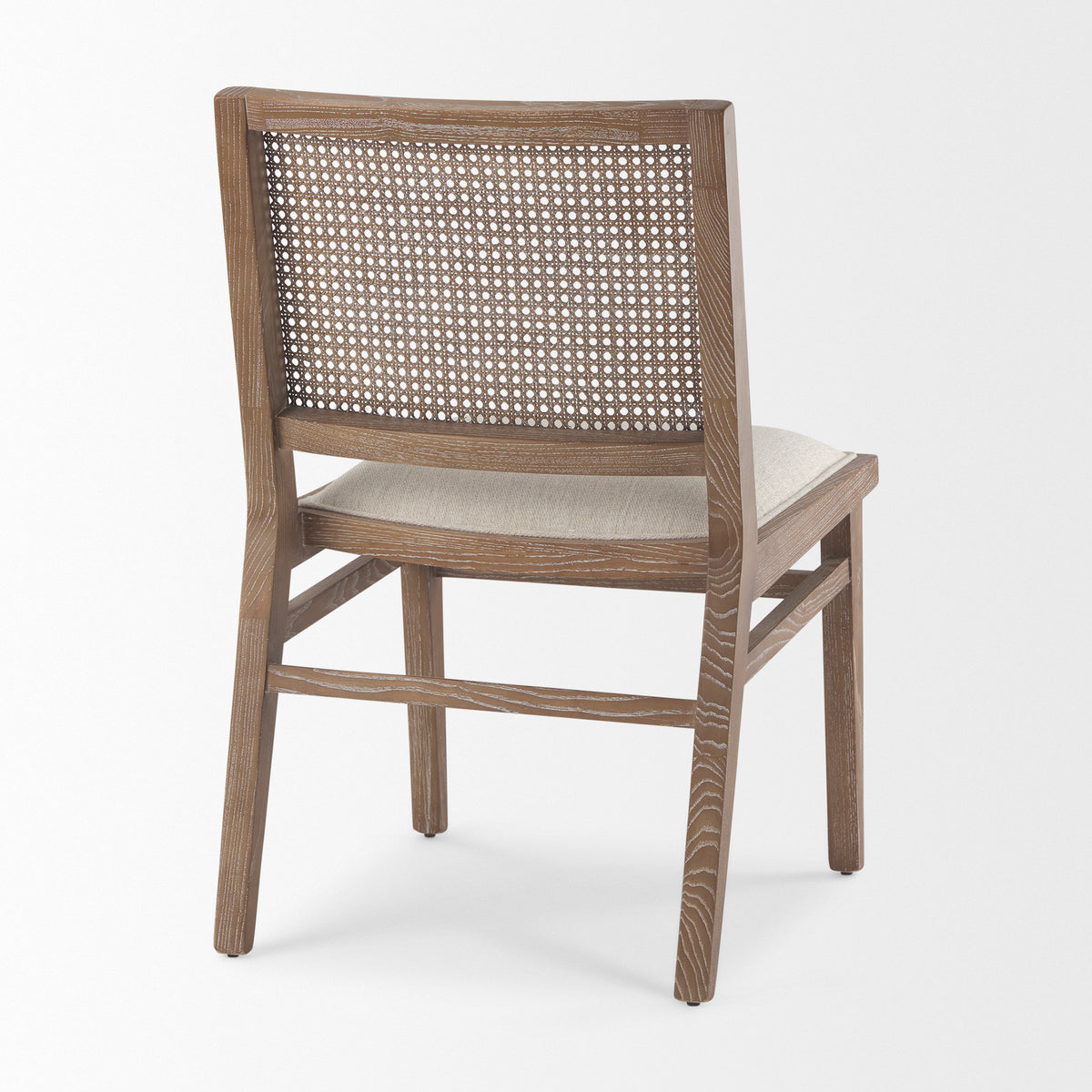 Wynn Cane Back Dining Side Chair | Beige Fabric w/ Wood-Dining Chairs-DECOROLALA