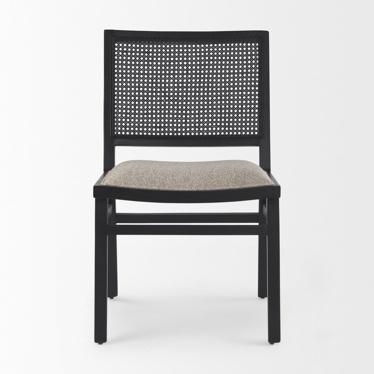 Wynn Cane Back Dining Side Chair | Beige Fabric w/ Wood-Dining Chairs-DECOROLALA