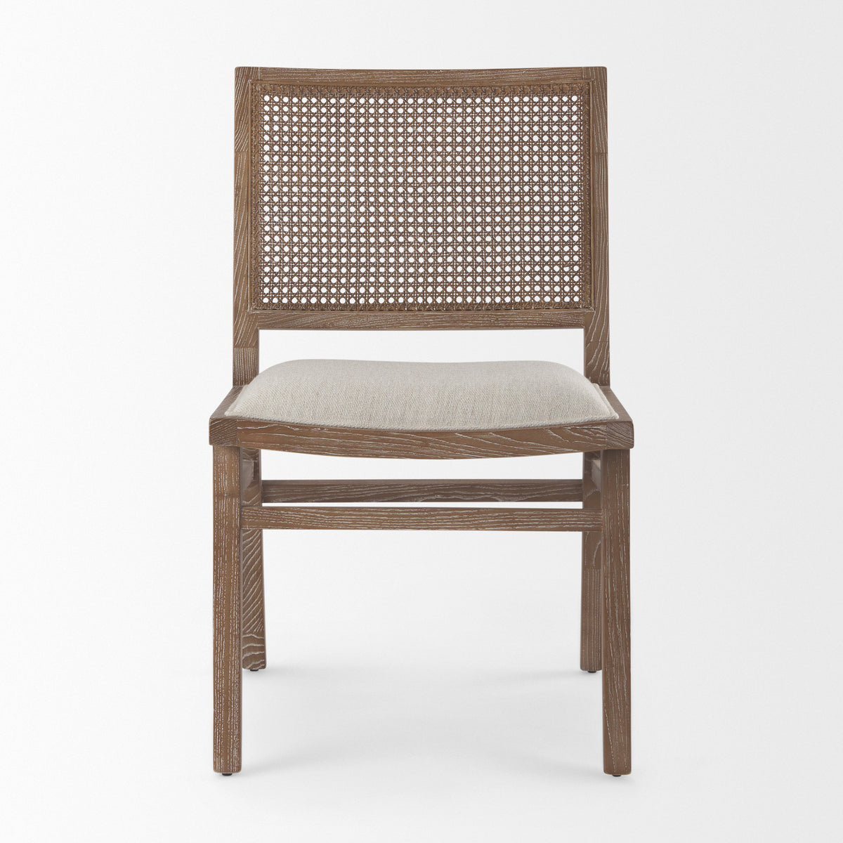 Wynn Cane Back Dining Side Chair | Beige Fabric w/ Wood-Dining Chairs-DECOROLALA