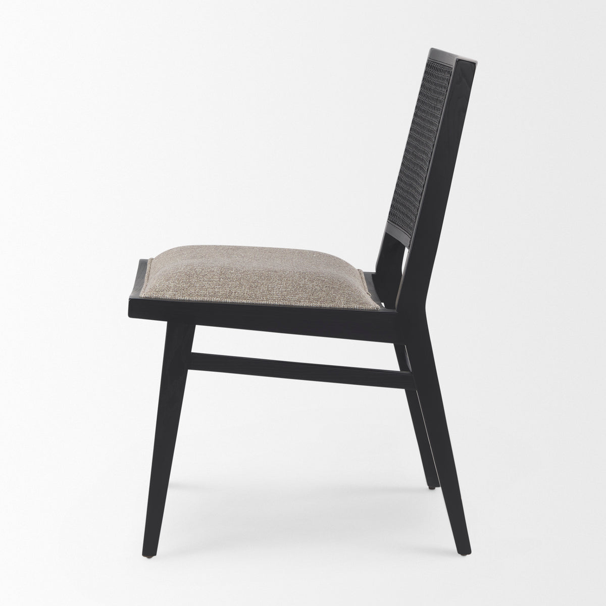 Wynn Cane Back Dining Side Chair | Beige Fabric w/ Wood-Dining Chairs-DECOROLALA
