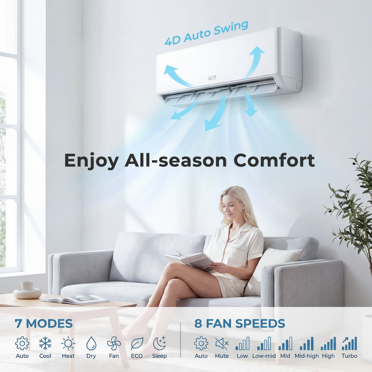 X-Pro 18000 BTU 2 Zone 24 SEER2 Mini Split AC with Heat Pump-9K + 12K-Multi-Zone Mini Split Air Conditioners-DECOROLALA