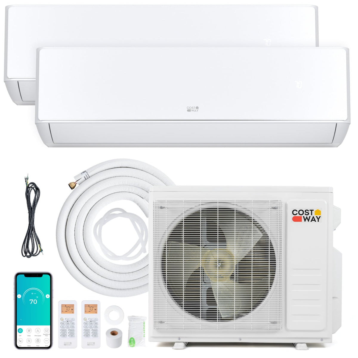 X-Pro 18000 BTU 2 Zone 24 SEER2 Mini Split AC with Heat Pump-9K + 12K-Multi-Zone Mini Split Air Conditioners-DECOROLALA
