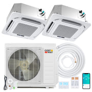 X-Pro 27000 BTU 2 Zone 24 SEER2 Ceiling Cassette Mini Split AC-9K + 18K-Multi-Zone Mini Split Air Conditioners-DECOROLALA