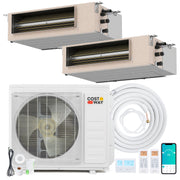 X-Pro 27000 BTU 2 Zone 24 SEER2 Concealed Ducted Mini Split AC-9K + 9K-Multi-Zone Mini Split Air Conditioners-DECOROLALA