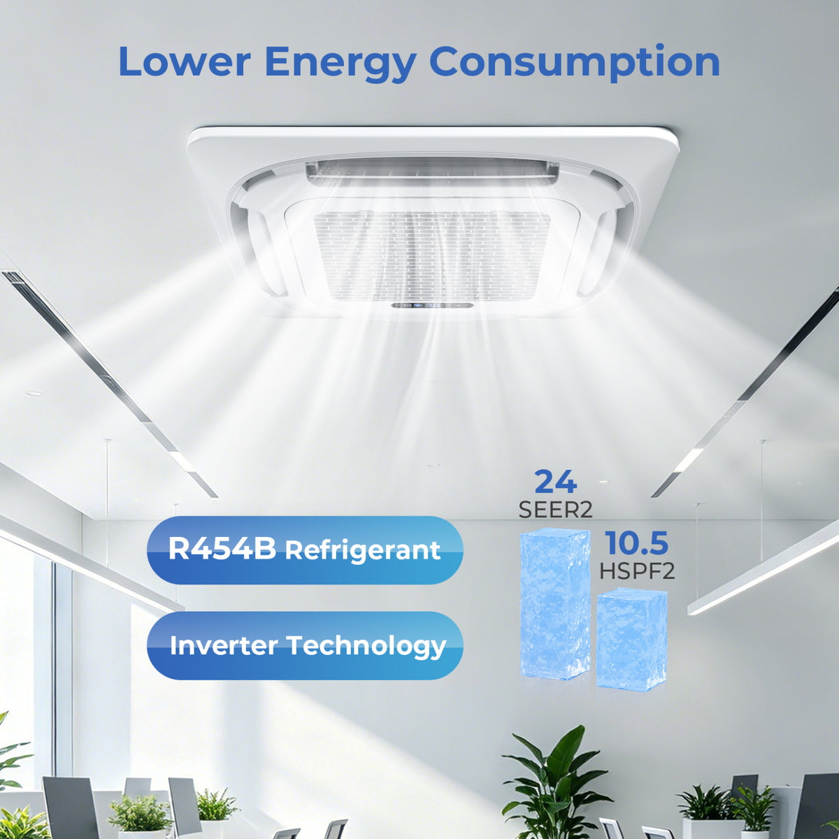 X-Pro 27000 BTU 3 Zone 24 SEER2 Ceiling Cassette Mini Split AC-9K + 9K + 12K-Multi-Zone Mini Split Air Conditioners-DECOROLALA