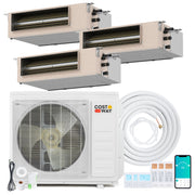 X-Pro 27000 BTU 3 Zone 24 SEER2 Concealed Ducted Mini Split AC-9K + 9K + 18K-Multi-Zone Mini Split Air Conditioners-DECOROLALA