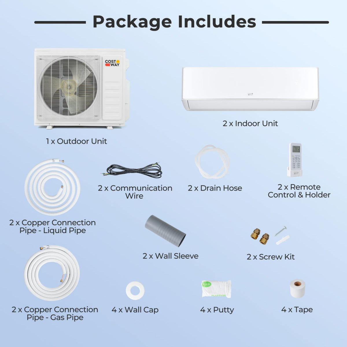 X-Pro 35000 BTU 2 Zone 22.5 SEER2 Mini Split AC with Heat Pump-12K + 12K-Multi-Zone Mini Split Air Conditioners-DECOROLALA