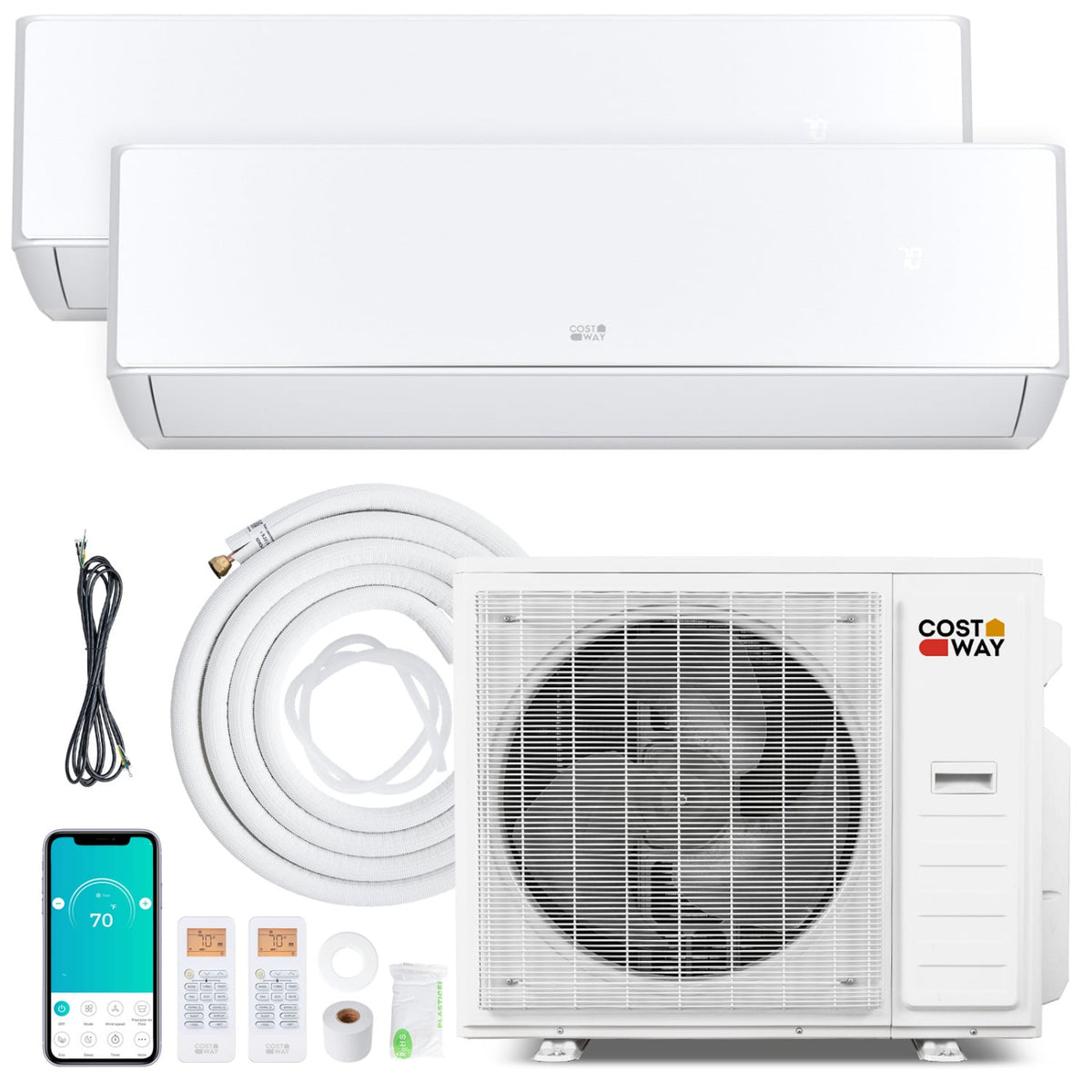 X-Pro 35000 BTU 2 Zone 22.5 SEER2 Mini Split AC with Heat Pump-12K + 12K-Multi-Zone Mini Split Air Conditioners-DECOROLALA