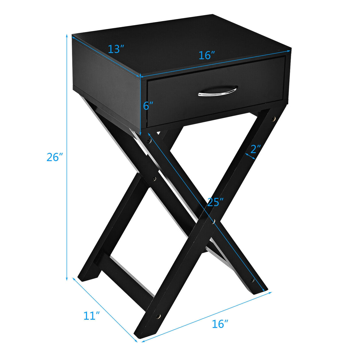 X-Shape Modern Accent Side End Table-Black-End & Side Tables-DECOROLALA