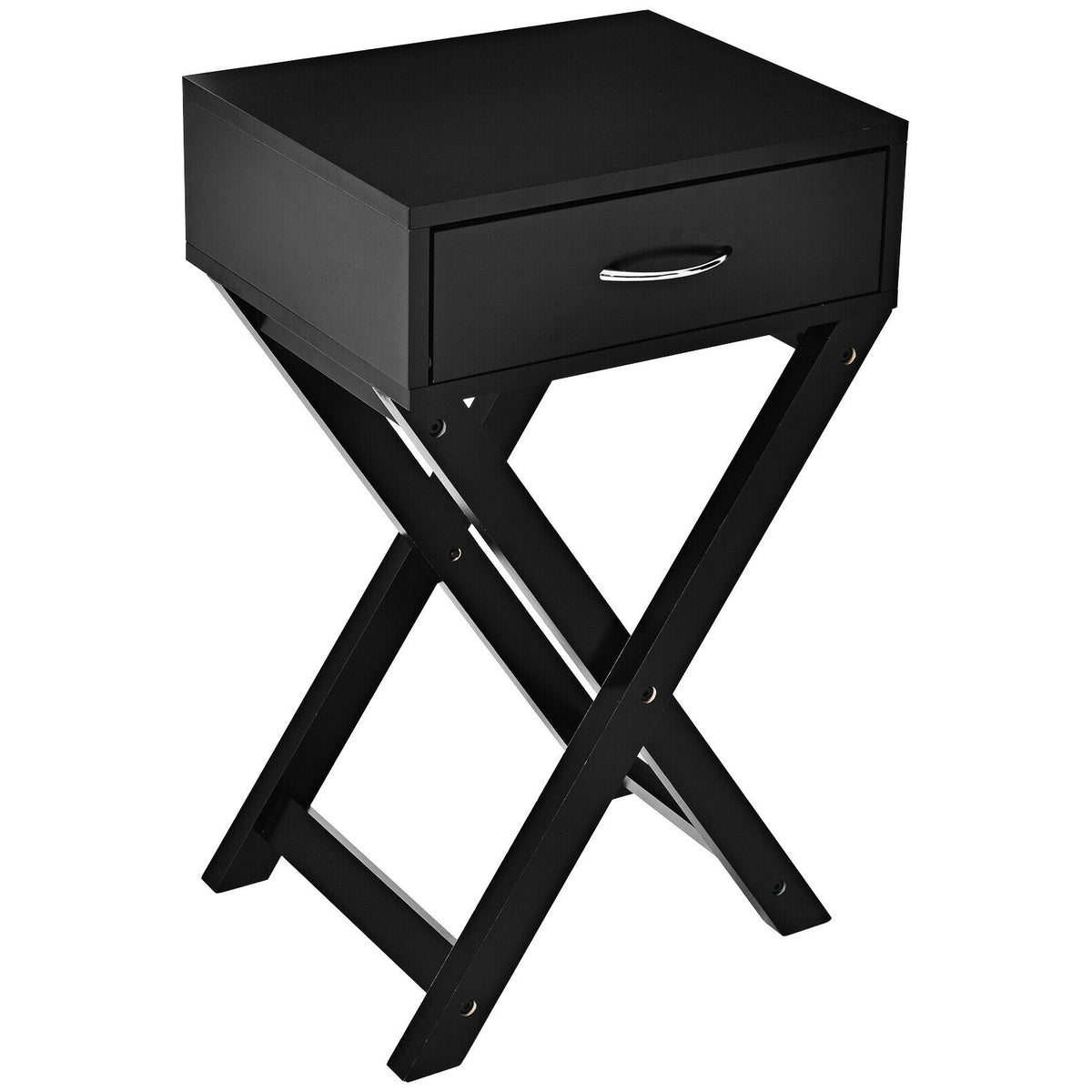 X-Shape Modern Accent Side End Table-Black-End & Side Tables-DECOROLALA