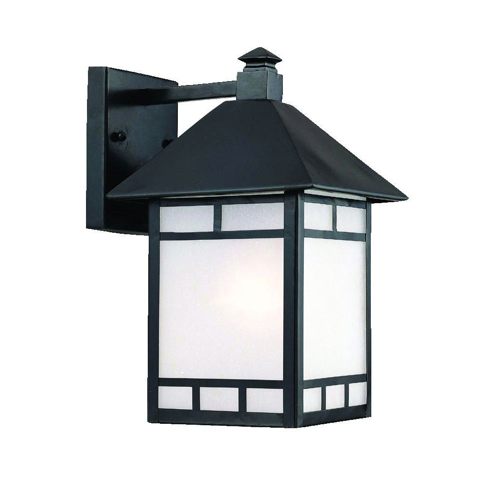 XL Matte Black Frosted Glass Lantern Wall Light-Outdoor Lighting-DECOROLALA