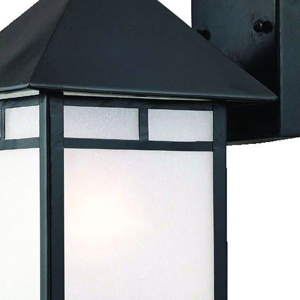 XL Matte Black Frosted Glass Lantern Wall Light-Outdoor Lighting-DECOROLALA