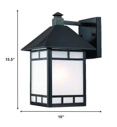 XL Matte Black Frosted Glass Lantern Wall Light-Outdoor Lighting-DECOROLALA