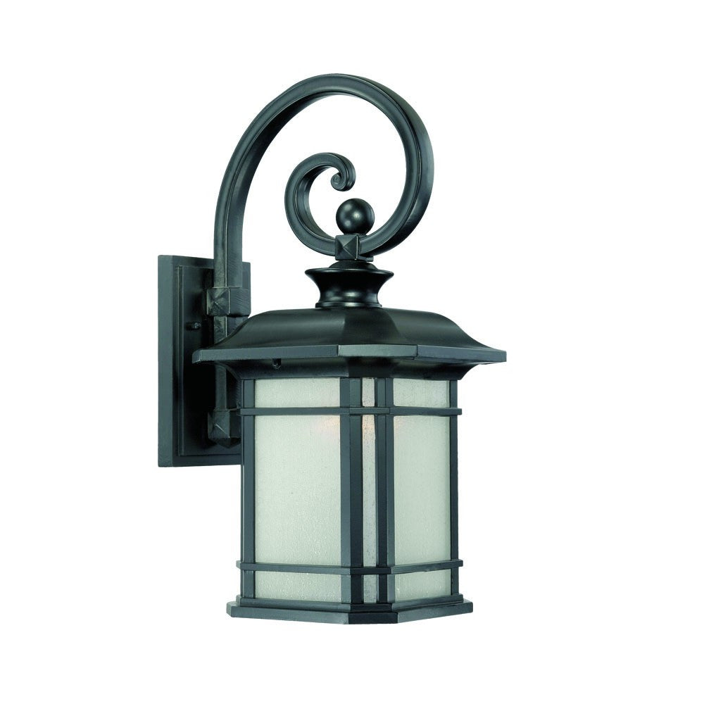 XL Matte Black Frosted Linen Glass Lantern Wall Light-Outdoor Lighting-DECOROLALA
