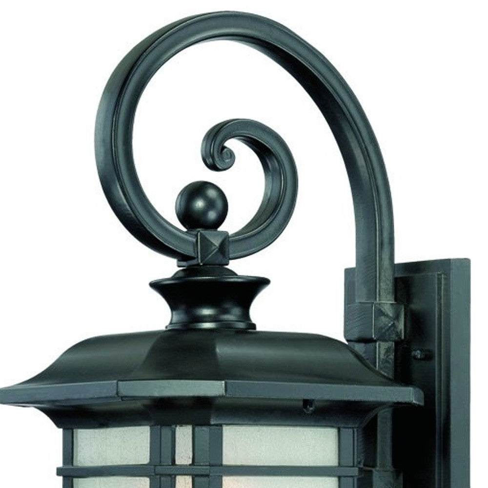 XL Matte Black Frosted Linen Glass Lantern Wall Light-Outdoor Lighting-DECOROLALA